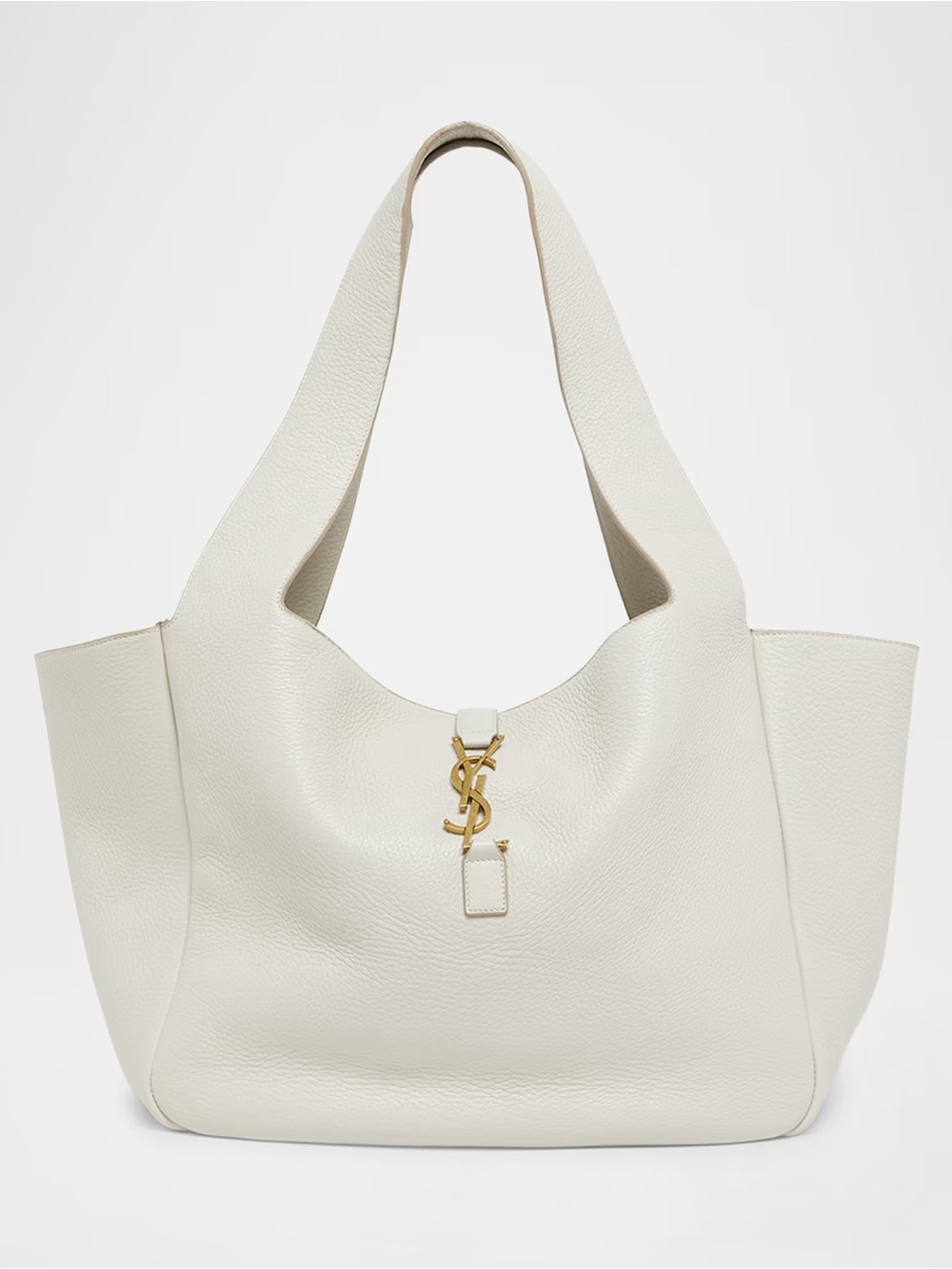 YSL White Le 5 À 7 Bea YSL Tote Bag in Deer Leather